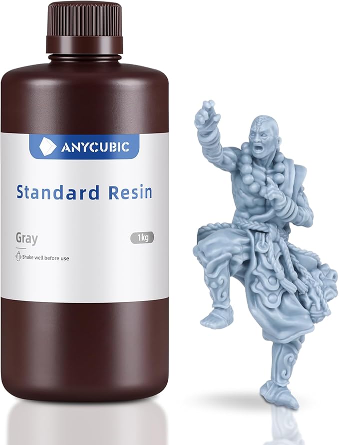 ANYCUBIC 3D Printer Resin, 405nm High Precision Fast Curing UV Photopolymer Resin for LCD 3D Printing, 1kg Grey