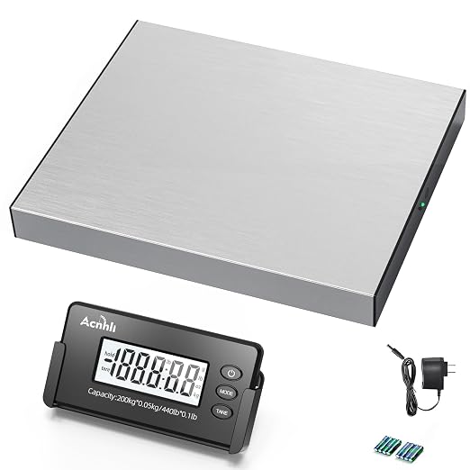 Transportation Scale Smart Digital Postal Scale,440 lb Heavy dutypostal Scale Stainless Steel, Digital Postage Scale for Warehouse/Home/Courier Company, Includes Adapter and Product Manual