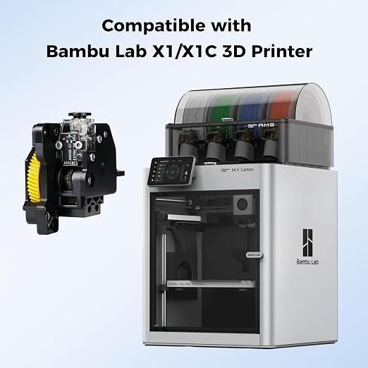 Bamboo Original X1,X1C Hardened Steel Extruder Unitt with Dual Gears for Increased Extrusion Force and Filament Break Detection, Extruder Component Kit for Bambu Lab X1 Series 3D Printer ﻿