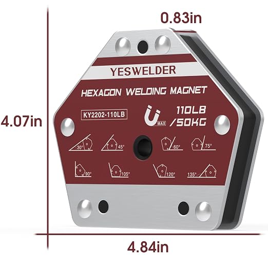 YESWELDR Hexagon Welding Magnets, 110LB 2PCS Multi-Angle Strong Magnetic Welding Holder, Holding Power Welding Accessories
