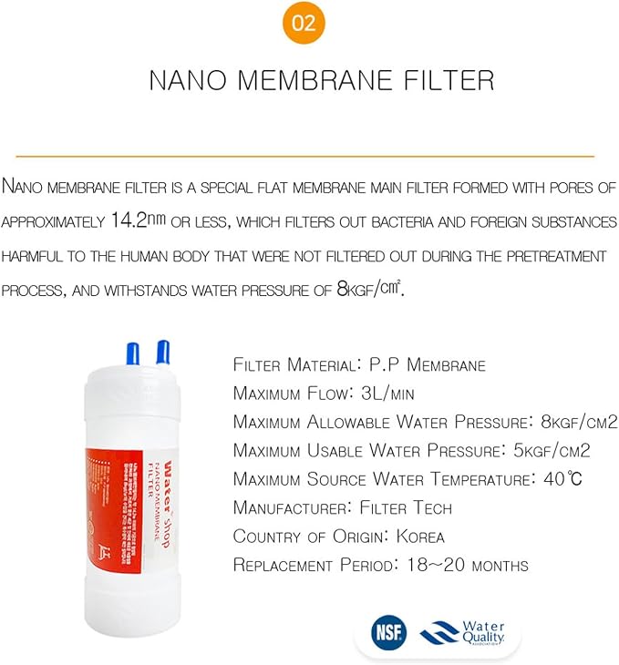 Filtertech filter for Cookoo Tankless Nano Filtration Water Purifier CP-MN031 Replacement Filters