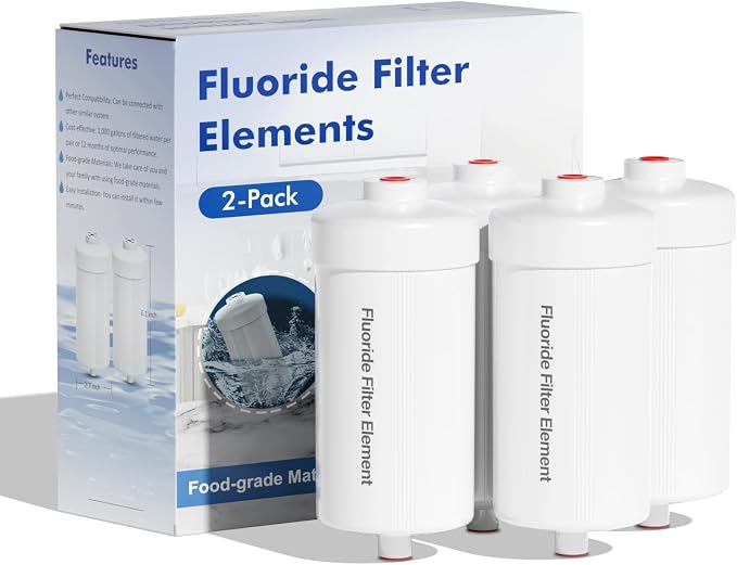 Purewell FL-2 5-Stage Fluoride Purification Elements, Replacement for Berlkey® PF-2® Fluoride Filters, Berlkey® and Purewell Gravity Filtration System,Natural filter material (White, 4 Pack, K Series)