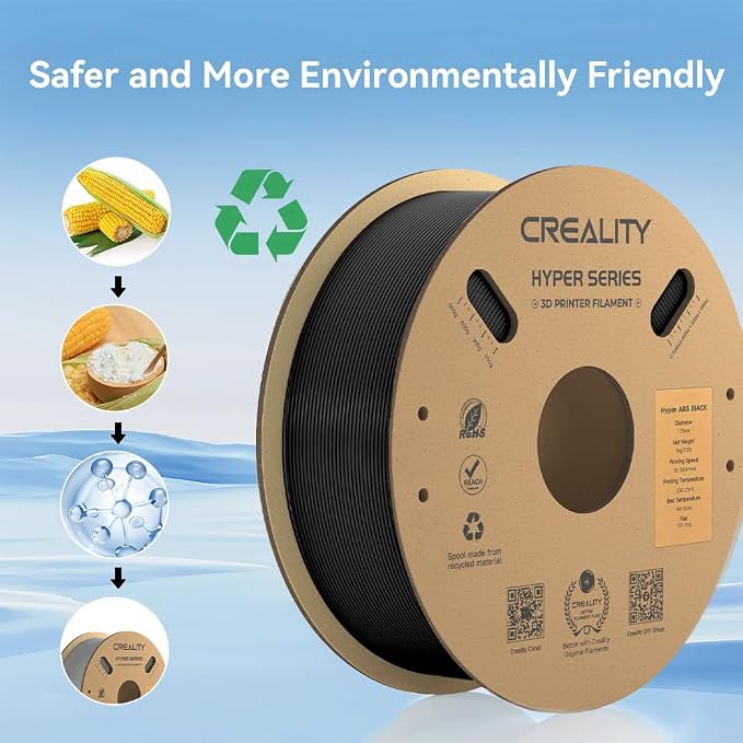 Official Creality Hyper ABS Filament 1.75mm, 3D Printer Filament ABS for High Temperature Resistance, 1kg(2.2lb)/Spool, Dimensional Accuracy ± 0.05 mm, Fits for Most 3D Printers
