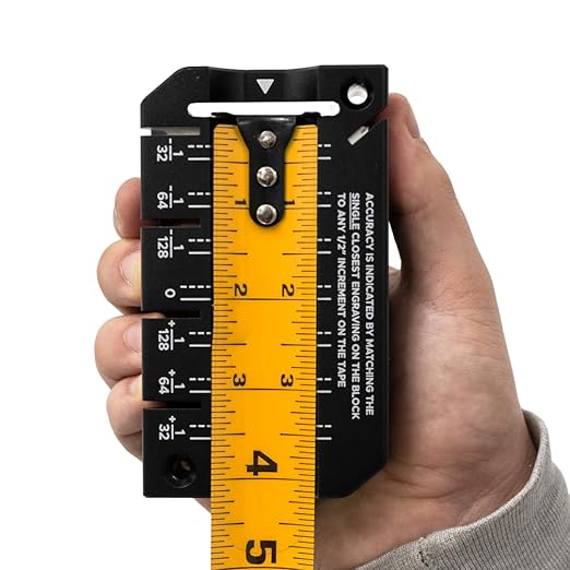 REEKON Tape Measure Accuracy Block – English (Inch) Calibration Tool for Checking Hook Alignment and Push/Pull Accuracy, Measures to 1/128 in (0.2mm)
