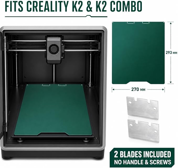 Upgraded K2 Cold Build Plate, 270x293mm Double Sided Magnetic Flexible Spring Steel Printing Cool Plate Low Temperature 3D Printer Bed Removable Surface Platform