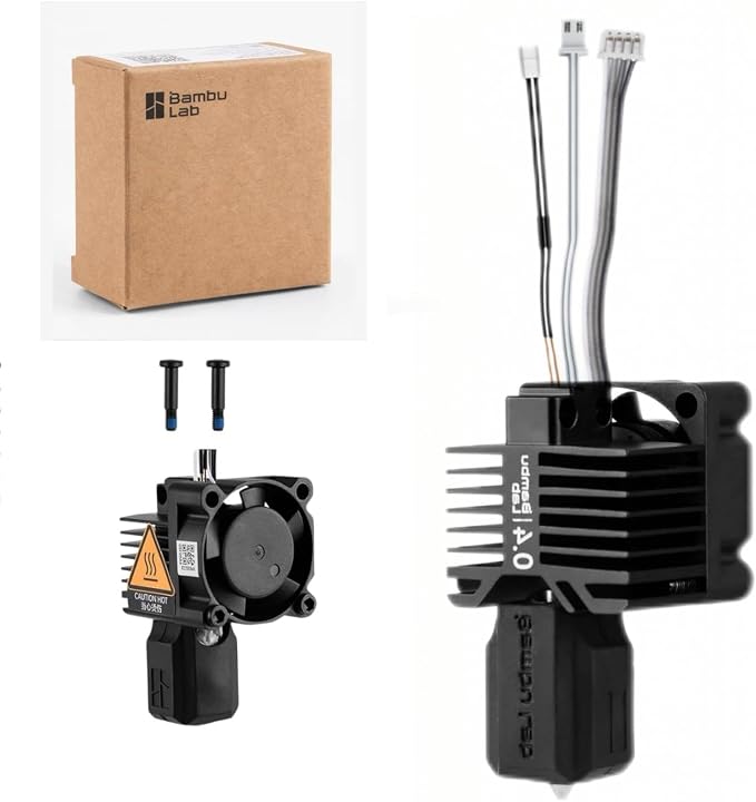 Bambuu Lab X1 Hotend Complete Kit – Full Assembly Hardened Steel Nozzle with Ceramic Heater, 0.4mm Nozzle, Cooling Fan & Heating Block | Bambu X1 Carbon Hotend Replacement for 3D Printing