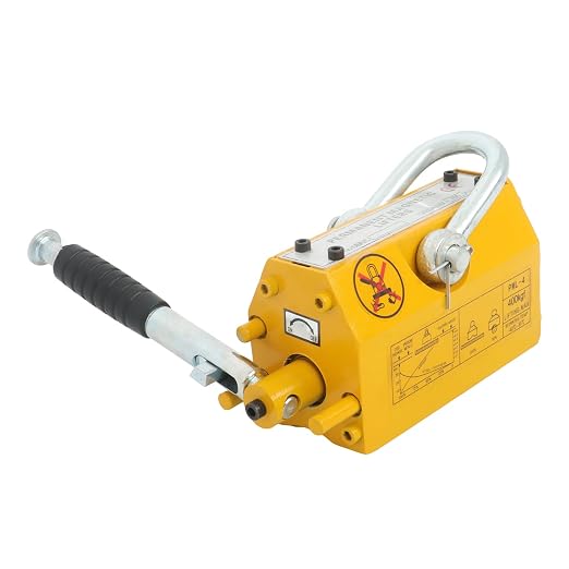findmall 880 Lbs/400kg Magnetic Hoist Lifter 2.5 Security Factor Yellow Permanent Lift Magnets for Lifting Plate Steel