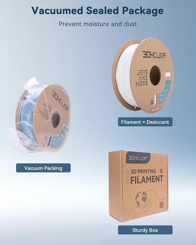 3DHoJor PLA Filament 1.75mm 3D Printer Filament,1kg Cardboard Spool (2.2lbs) Fit Most FDM 3D Printer,Dimensional Accuracy +/- 0.03 mm,Vacuum Packaging-Cold White