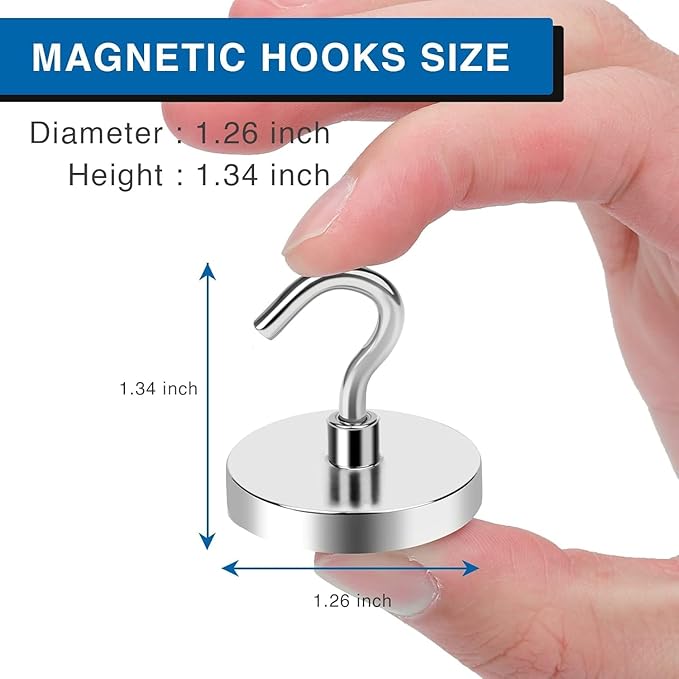 LOVIMAG Magnetic Hooks Heavy Duty, 130LBS, 25 Pack | Magnet with Hook for Cruise Cabins, Classroom, Kitchen Essentials, Door Decoration, Refrigerator, Silver