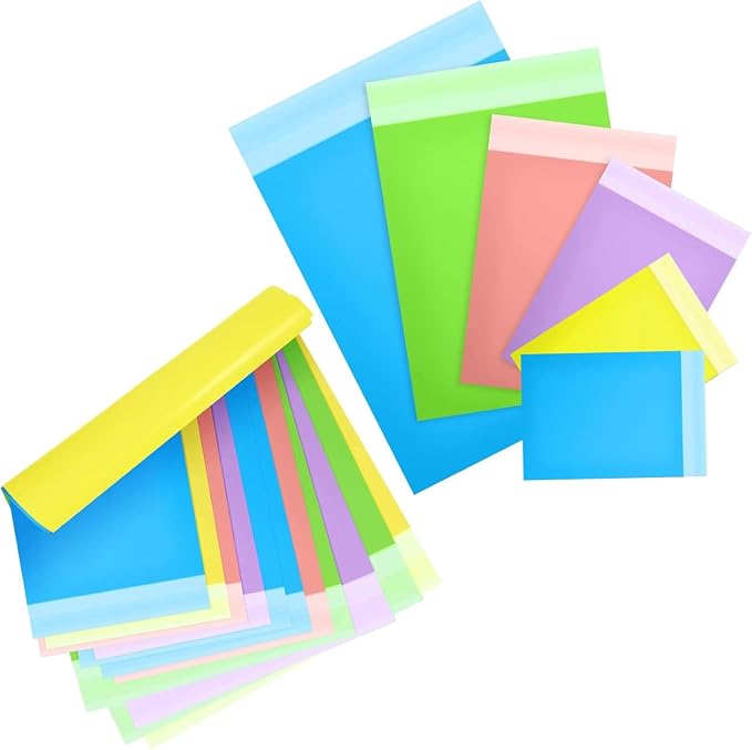 Outus 240 Pcs Poly Mailers Variety Size Pack Mailing Shipping Bags Assorted Sizes Shipping Envelopes Self Adhesive Waterproof and Tear Proof Packaging Bags for Clothing Book Gift(Mixed Color,6 Sizes)