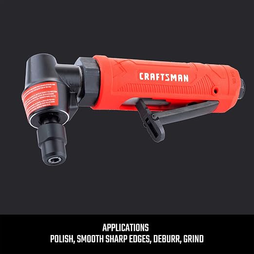 CRAFTSMAN 1/4-in Angle Die Grinder with Spindle Lock, 21,000 RPM High-Speed Power, Angled Head for Tight Areas, Built-in Muffler, Ergonomic Insulated Handle