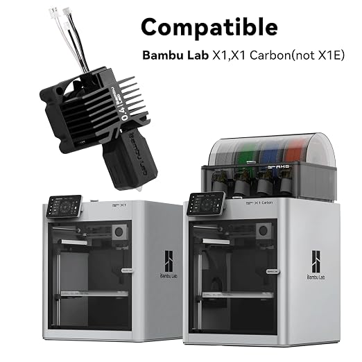Bamboo Lab X1 Carbon, X1, X1C Hotend Complete Kit for X1 Series 3D Printer, Full Assembly Hardened Steel Hot End with Fan, Thermistor, Ceramic Heater, 0.4mm Nozzle, Extruder Heating Block Replacement