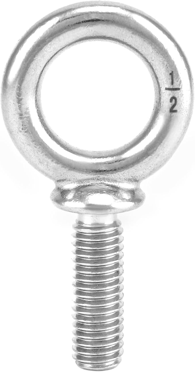 QWORK Machinery Eye Bolt, 10 Pack 1/2" -13 x 1-1/2" Marine Grade 304 Stainless Steel Shackle, Lifting Ring Threaded Eyebolt Shoulder Eyebolts