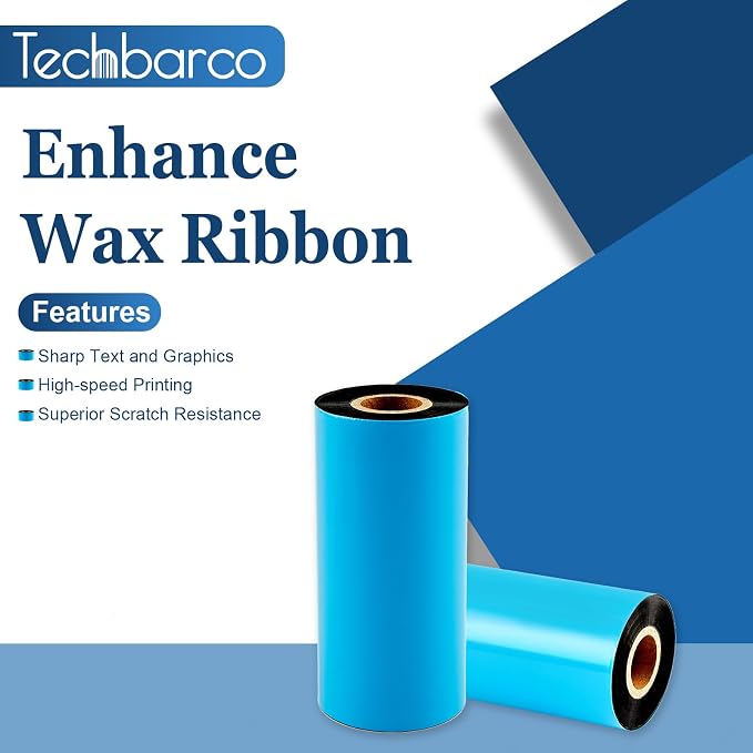 1 Rolls 5.12" x 1476' Premium Enhanced Wax Thermal Transfer Ribbon, 130mm x 450m Black Industrial Barcode Label Printer Ribbon - Compatible with Zebra, TSC, GoDex, Citizen, 1" Core