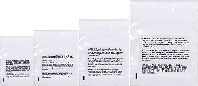 Poly Bags Suffocation Warning 400 pc Combo 6x9 8x10 9x12 11x14 Strong Seal