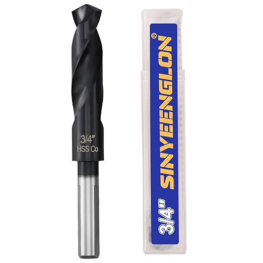 3/4 Cobalt Drill Bit for Metal and Hardened Steel, 1/2 Inch Reduced Shank M35 HSS Twist Heavy Duty Drill Bits, with Index Storage Case