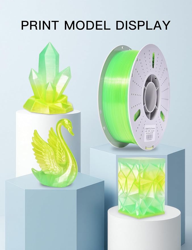 PINBALL PETG Rainbow 3D Printer Filament 1.75mm, Multicolor Transparent PETG Filament, Accuracy +/- 0.02 mm, 1kg Spool (2.2lbs), Lime Color