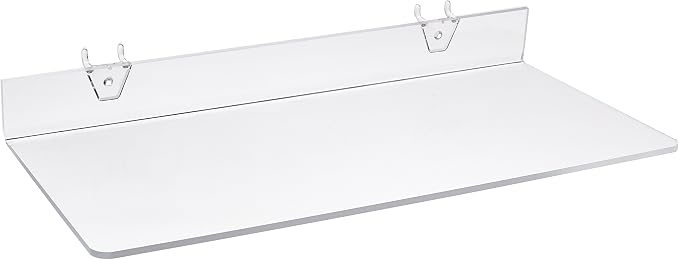 Azar Displays 556014 Clear Acrylic Shelf for Pegboard or Slatwall (4 Pack), 16" W x 8"D