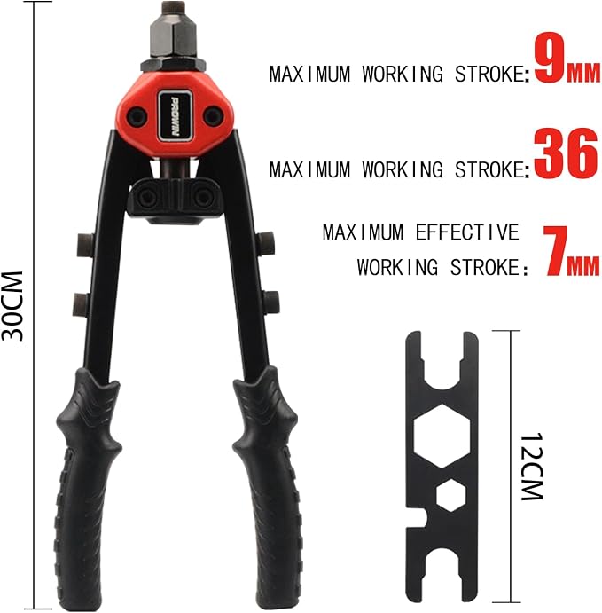 PROWIN 2IN 1 RIVET NUT TOOL Hand Blind Riveter 13" Rivet Nut Tool Long Handles,Labor-Saving Riveting Tools with Nut Setting System