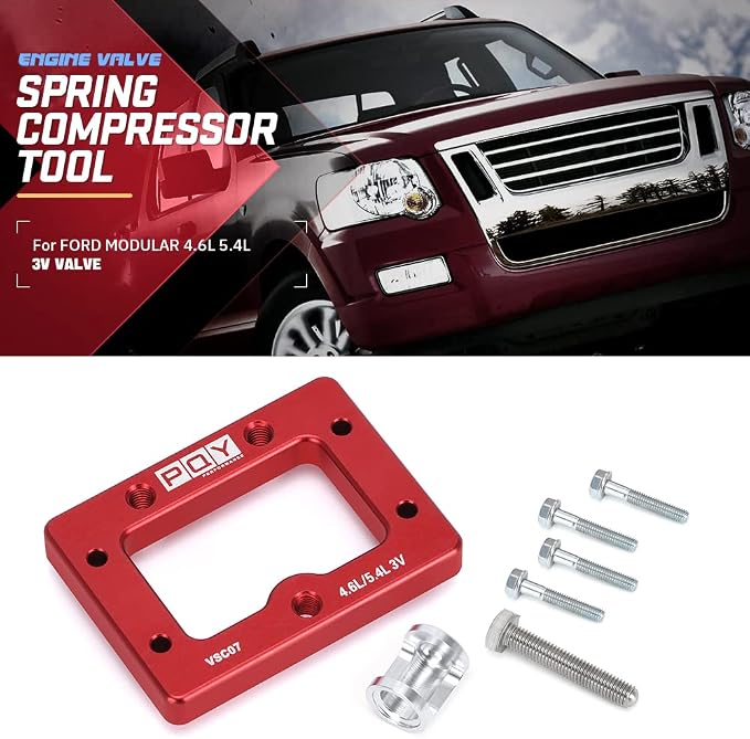 Engine Valve Spring Compressor Tool Compatible with Ford Mustang GT 4.6L 5.4L 3V Explorer Trac Magnetic Screw Retainer Red
