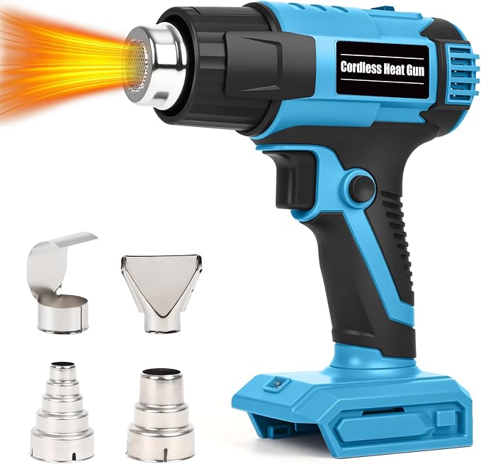 Cordless Heat Gun for Makita 18V Battery – 380W Portable Hot Air Gun for DIY Shrink Wrap, Vinyl Wrap & Crafting | Dual Temp 572°F/1022°F, 4 Nozzles, LED Light | Tool Only, Not Made by Makita