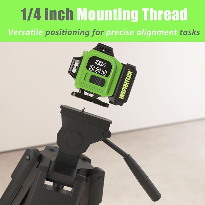 Laser Level 360 Self Leveling with Hard Case & Remote, 4x360 Rechargeable Green Line Laser for Framing Wall Ceiling Floor Tile