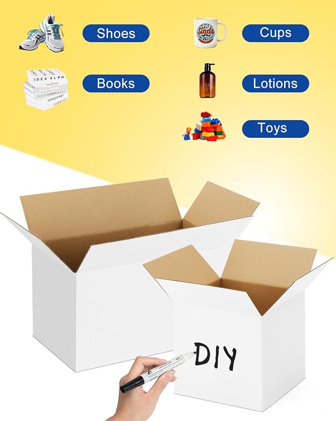Assorted-Sizes-Shipping-Boxes-40-Pack: 8x6x4 & 9x6x4 & 10x7x5 & 11x6x6 Small-Shipping-Boxes-Mailers, White Corrugated-Cardboard-Boxes-for-Packing-Small-Business Mailing