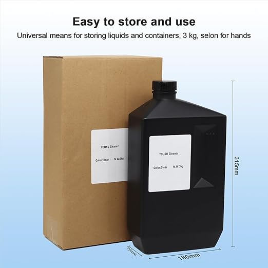 Yousu 3D Resin Cleaner 3kg,3D Printer Resin1 Detergent,Non-toxic and Low Odor,Reusable Resin1 Cleaner, Compatible with Most 3D Printing Resins,Hand-friendly 3D Photopolymer Resin Cleaner1