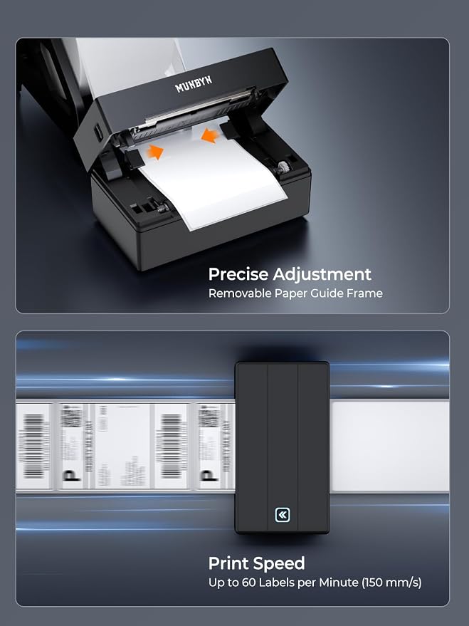 MUNBYN Bluetooth Thermal Label Printer, 130B Wireless 4x6 Shipping Label Printer for Shipping Packages Small Business Office or Home, Compatible with iPhone Android iPad Windows macOS Chrome