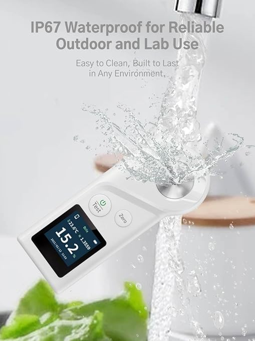 Brix Refractometer with ATC – 0–55% Range, Portable Sugar Tester for Durian, Fruits, Juice, Home Brewing & Field Testing