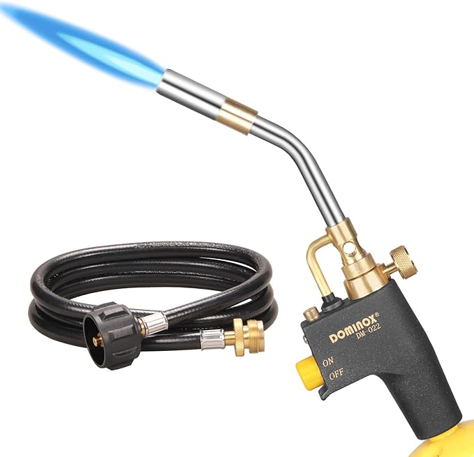 High Intensity Propane Torch Head with 5FT Hose, Trigger Start Gas Torch for Propane, Map and Mapp Tank, Propane Torch Kit, Mapp Gas Torch for Ignite, Cooking, Welding (Not Included Gas Tank)