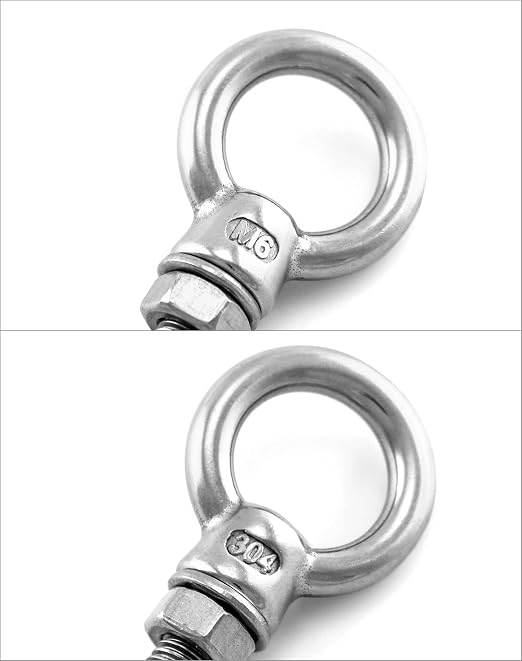 QWORK 1/4" x 2" Stainless Steel Shoulder Eye Bolts – 20 Pack for Wood, Metal & Cable Fixing