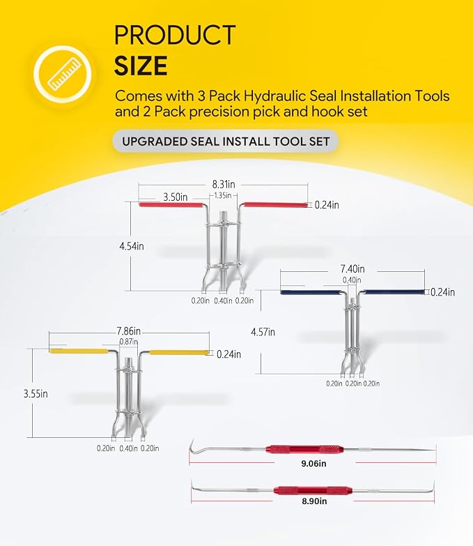 5 Pack Hydraulic Seal Installation Tools & 1266 Adjustable Gland Nut Wrench & 7463 Small Universal Gland Wrench, Hydraulic Cylinder Spanner Wrench Piston Repair Seal Kit, Farm & Construction Equipment