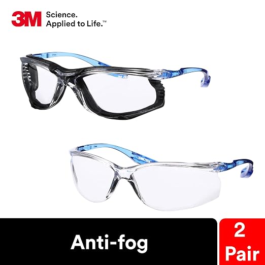 3M Safety Glasses Virtua CCS & Virtua Sport CCS 2-Pack, Clear Lens,ANSI Z87 | Anti-Fog, Corded Ear Plug Control System, Removable Foam Gasket