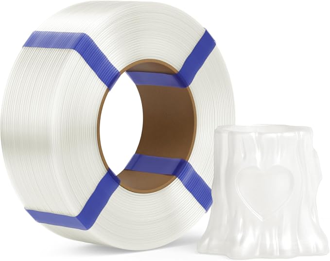PLA Basic Refill Filament 1.75mm, No Spool 3D Printer Filament, Dimensional Accuracy +/- 0.02mm, Fits for Most FDM 3D Printers, 1KG Translucent