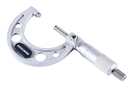 Accusize Industrial Tools Outside Micrometer, 25-50mm, EG00-0050 | 25-50mm, Ultra-Precision, Carbide Tipped, M-Type, Resolution 0.01mm, Ratchet Friction Thimble, Solid Storage Case