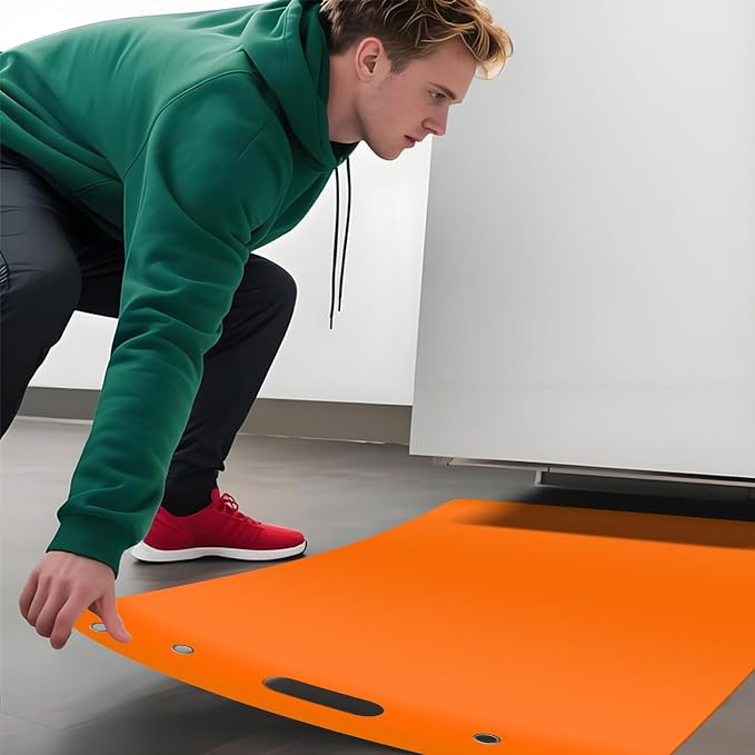 Large Appliance Slider with Pull Strap,Furniture Moving Sliders for Floor Protection Premium Moving Mat for Tile Carpet and Hardwood Floor (49'' x 30'' Orange)