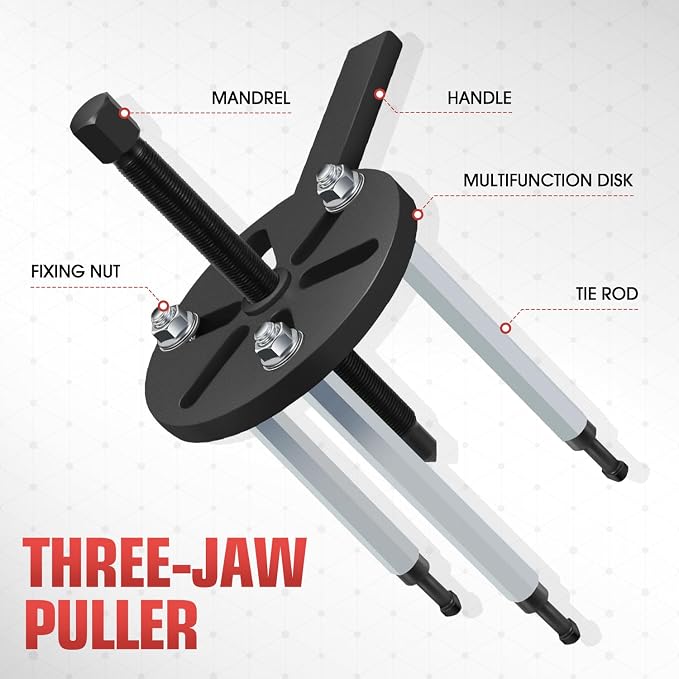 DNA Motoring 21 in 1 Bearing Puller, Bearing Extractor Removal Tool, Inner Hole Three-Jaw Puller with Curved Hook, Collet Multi-Functional Bearing Removal Tool, TOOLS-00606