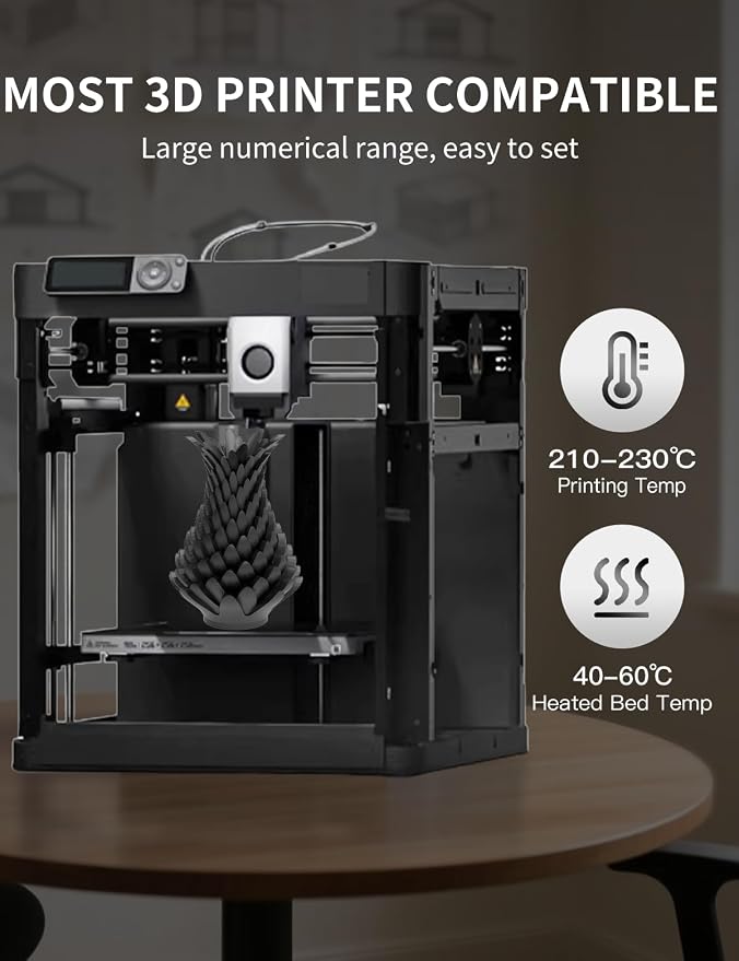 RAMBERY Black PLA Plus 3D Printer Filament 1.75mm 1kg | PLA+ Toughness Upgraded, Neatly Wound, Fit Most FDM Printers