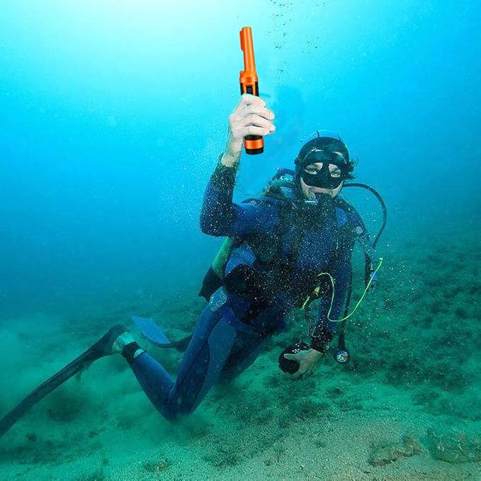 LCD Display Fully Waterproof Pinpoint Metal Detector Pinpointer - (Three Mode) 360°Search Treasure Pinpointing Finder Probe with Belt Holster Accessories for Adults and Kids,Hs10 Orange Color