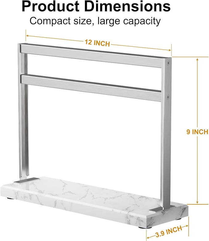 Magnetic Knife Block Stand - Marble Base Magnetic Knife Holder for Counter Top - Double Sided Knife Block without Knives - Stainless Steel Magnetic Kitchen knife holder - White