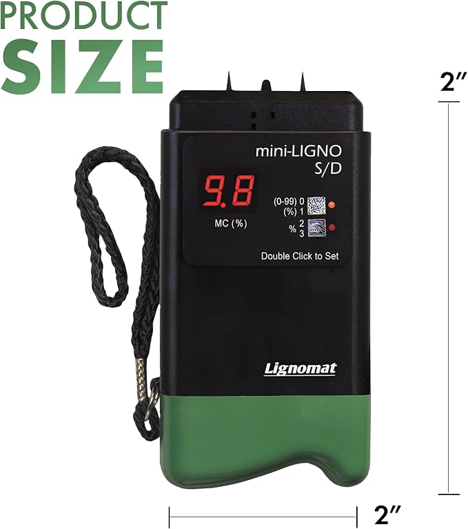 Lignomat Mini-Ligno S/D - Pin Moisture Meter & Tester for Construction, Maintenance, Flooring, Water Damage - Humidity Detection & Moisture Meter for Wood, Wall, Drywall & Firewood
