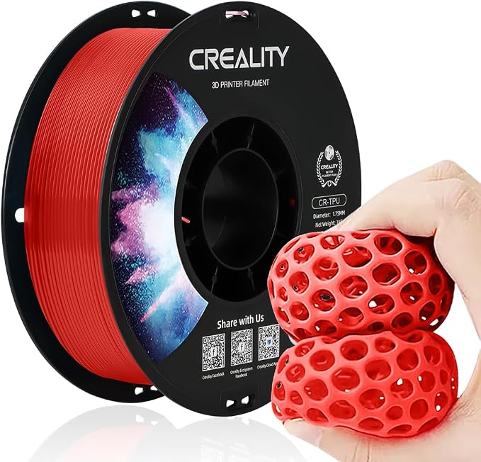Official Creality TPU Filament, Flexible 3D Printer Filament 1.75mm, 95A Shore High Hardness & Resilience, Dimensional Accuracy +/- 0.03 mm for Most FDM 3D Printers