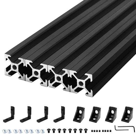 4Pack 2020 Aluminum Extrusion V-Slot 1000mm Black Extruded Aluminum Profile 20x20 V-Slotted Framing European Standard Anodized Linear Rail for 3D Printer Accessories Parts