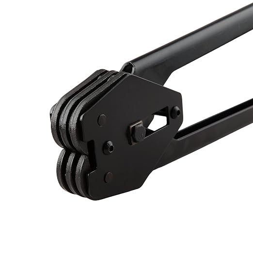 Strapping Sealer for Both Poly & Polyester Strap, Strength Saving Heavy Duty Manual Banding Tool for 1/2" - 3/4" Width Plastic Strap, 20" Long Handle (Black)