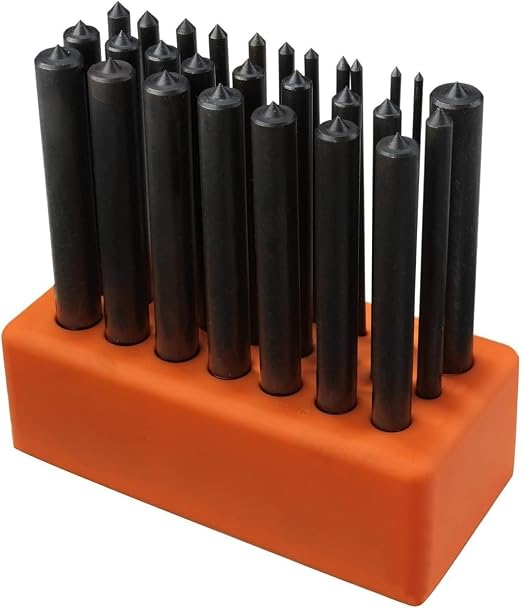 NEIKO 02621A Transfer Punch Set with Premium Heat-Treated Alloy Steel Punches, Hole-PunchSet, Punch Sizes 3/32" to 1/2", 28-Piece Kit (Pack of 10)