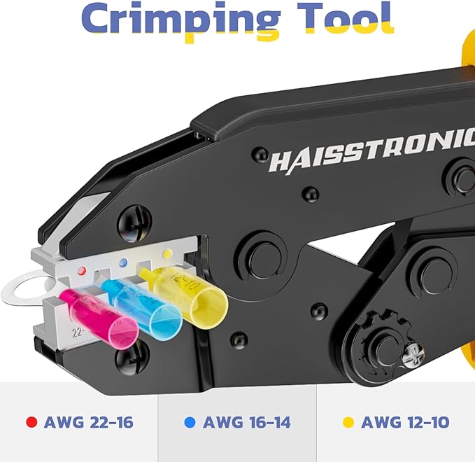 haisstronica Wire Stripper and Crimping Tool Crimping Tool For Heat Shrink Connectors-AWG 22-10