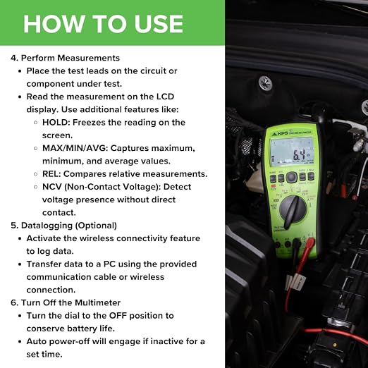 KPS DMM9000BT TRMS Multimeter – 1000V with Bluetooth, NCV & True RMS | Built for Field Technicians and Diagnostic Pros