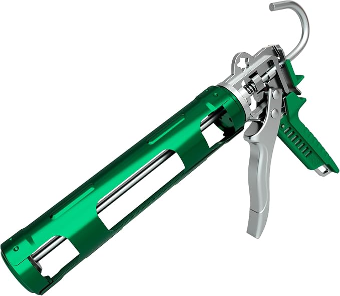 13“ Silicone Sealant Caulking Gun, Hand Caulking Gun for Filling/Sealing, Caulk Gun No Drip, 10:1 Thrust Ratio(10 oz)