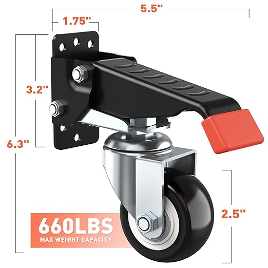 SPACEKEEPER Workbench Casters kit 660 Lbs - Retractable Casters Heavy Duty Bench Caster Wheels Designed for Workbenches Machinery & Tables, 4 Pack